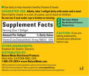 Vitamin D3 1000 IU (25 Mcg), Dietary Supplement for Bone, Teeth, Muscle and Immune Health Support, 180 Softgels, 180 Day Supply