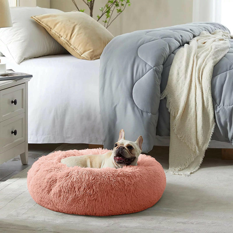 Cozy Donut Dog Bed: Anti-Anxiety & Self-Warming Comfort