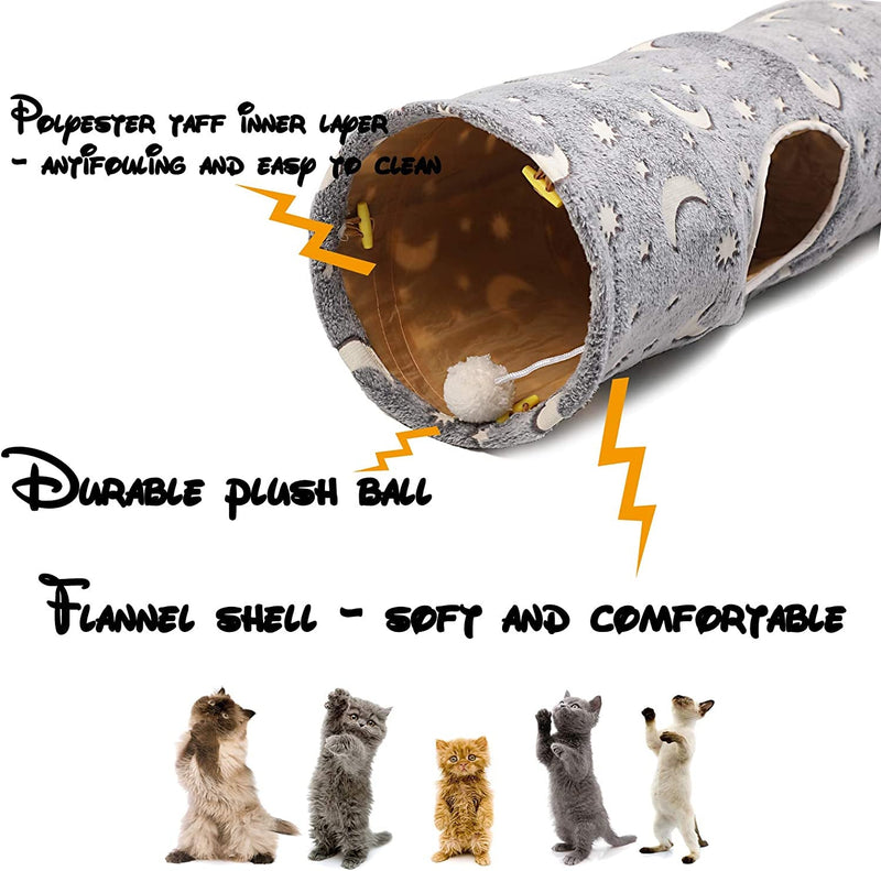 Cat Tunnel Tube with Plush Ball Toys Collapsible