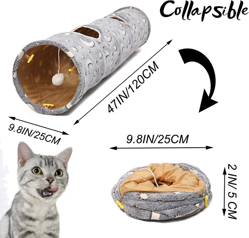 Cat Tunnel Tube with Plush Ball Toys Collapsible