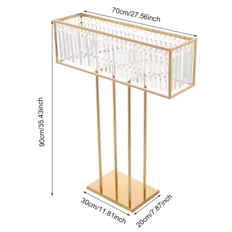 Minara Long Table Centerpiece - Gold Crystal Wedding Decor