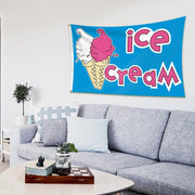 Ice Cream Business Concession Stand Sign Flag 3X5 Ft Food Tent Snack Sign Banner for Outdoor Cafe Bar Decor