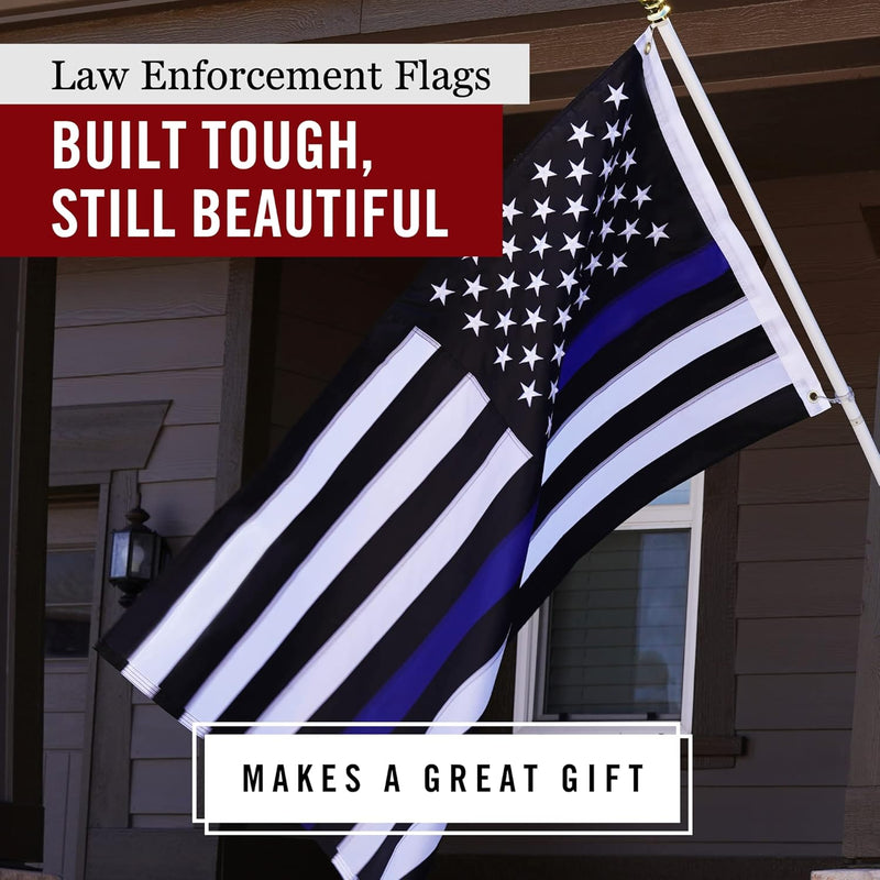 Thin Blue Line USA Flag - 3X5 Ft Heavy Duty Police Flag | Quadruple Stitched Fly End | Durable High-Performance 210D Nylon for High Winds | Brass Grommets