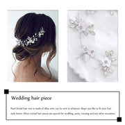 Bride Silver Wedding Hair Vine Flower Bridal Hair Piece Leaf Party Hair Accessories Crystal Hair Jewelry Rhinestone Headpieces for Women and Girls