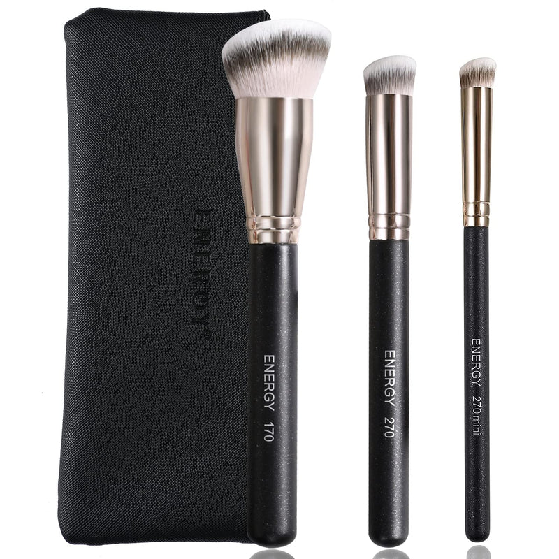 Foundation Brushes Set Professional under Eye Concealer Brushes Perfect for Blending Liquid Cream or Flawless Powder Cosmetics Buffing Stippling Concealer Premium Synthetic Bristles