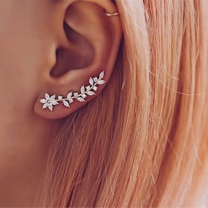 European And American Style Internet Celebrity Earring With Same Kind Full Diamond Flower Earrings For Women