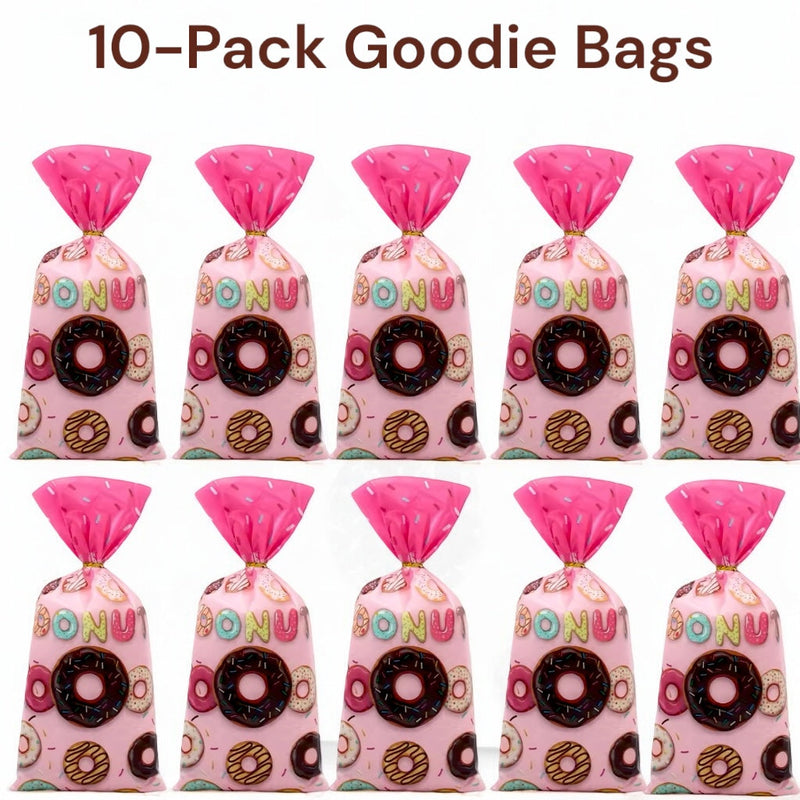 Children's Party Favors - Donut Themed Goodie Bags 10-Pack