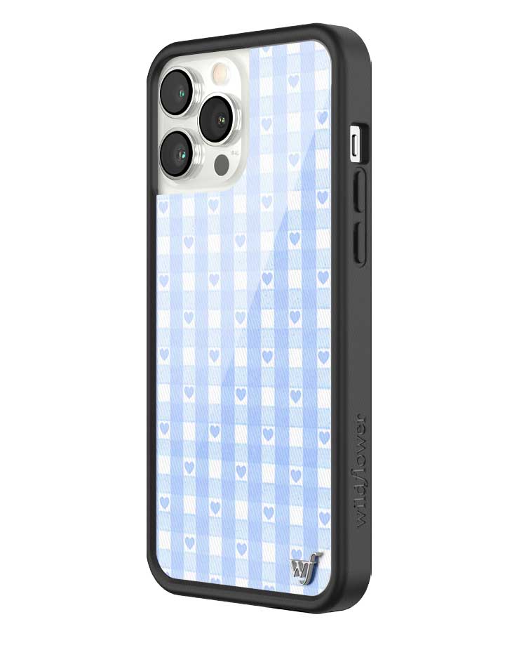 Gingham Hearts | Blue iPhone Case