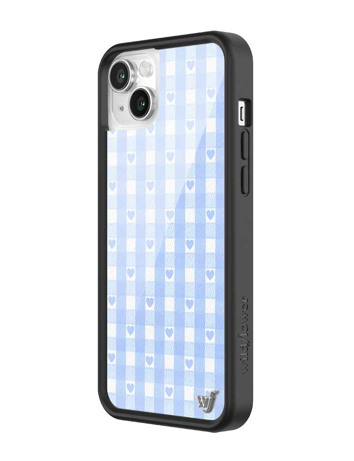 Gingham Hearts | Blue iPhone Case