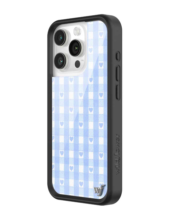 Gingham Hearts | Blue iPhone Case