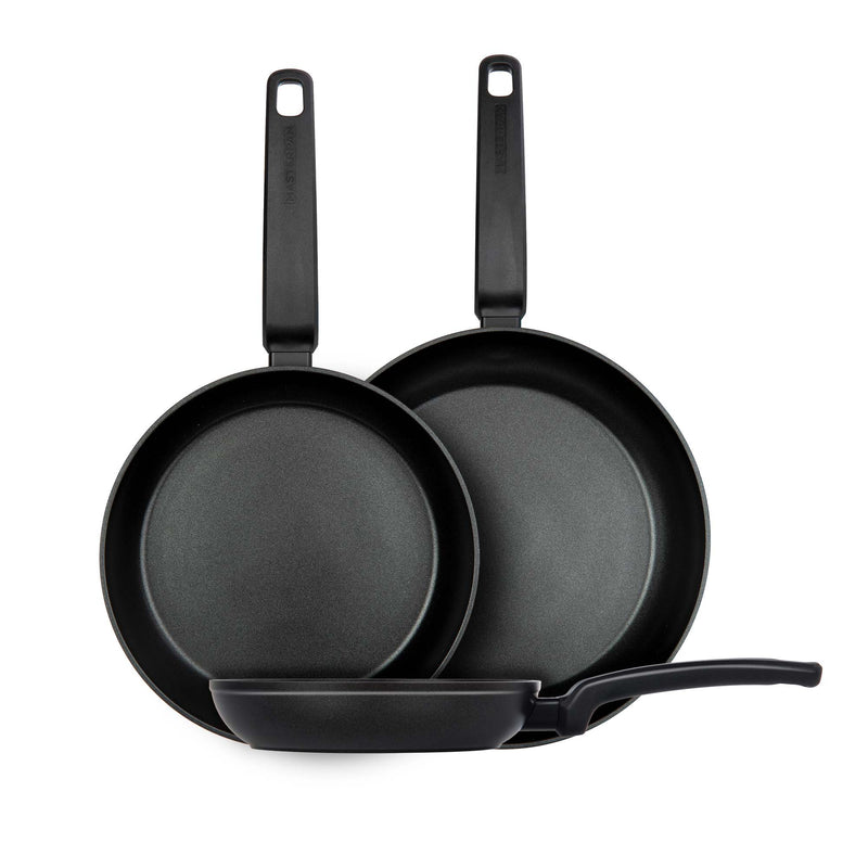3 PACK BUNDLE - 8" FRY PAN + 9.5" FRY PAN + 11" FRY PAN, WITH BAKELITE HANDLE, CAST ALUMINUM WITH SUPERIOR NON-STICK