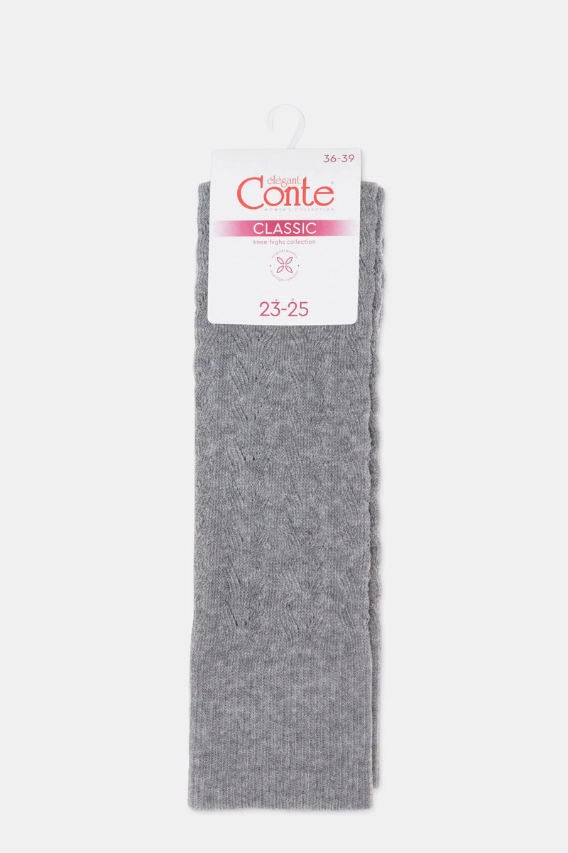 Cotton Knee Highs Conte Classic 010 - Cotton Blend and Knitted Pattern