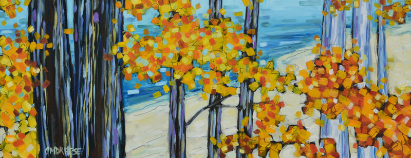 "Autumn Colors Sweep Across the Lake" Oil Painting on Canvas, Autumn Art Painting, Artist Christi Dreese