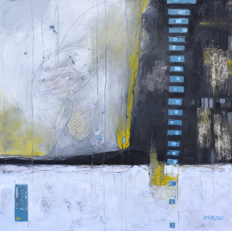 "Object" Mixed Media: Oil, Cold Wax and Collage on Canvas.