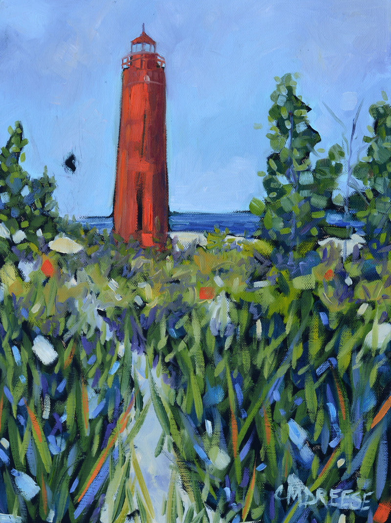 "Little Sable Lighthouse" Silver Lake Print on Paper, Wood Panel - Wall Art Home Decor