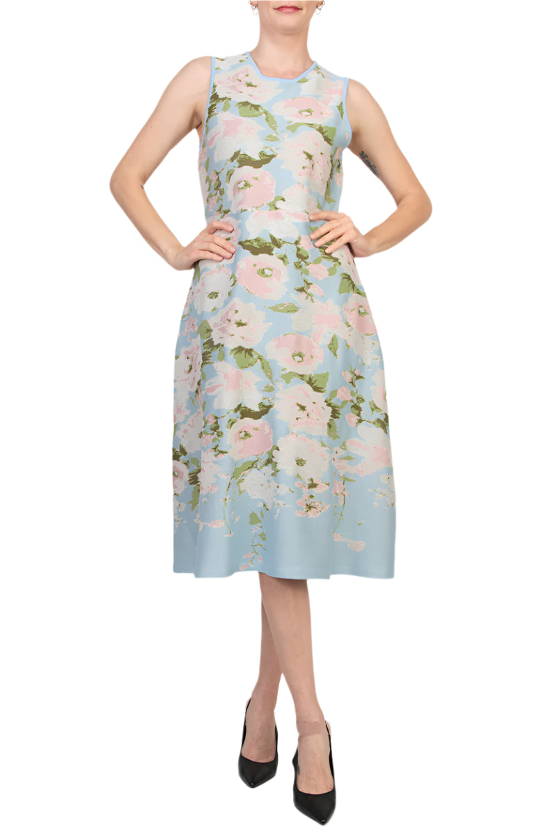 Donna Ricco Scoop Neckline Sleeveless Pullover Knit Floral Midi Dress