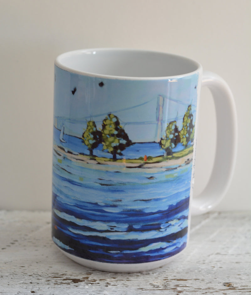 Drinkware - Sailing at Mackinac Bridge.