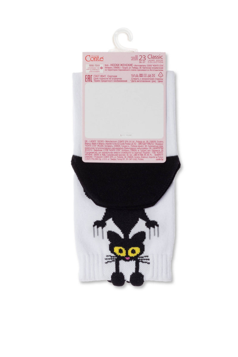 Cotton Socks Conte Classic 233 - Picot "Black cat"