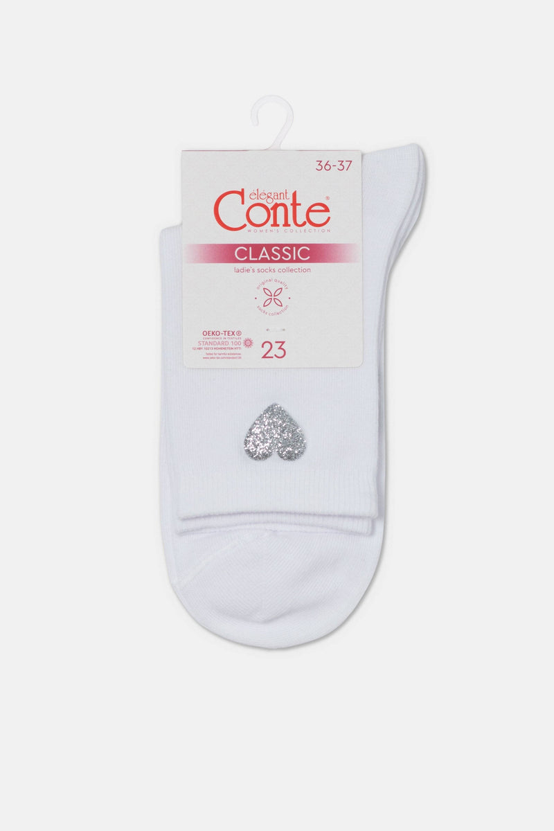 Cotton Socks Conte Classic 427 - Shimmering Heart Pattern