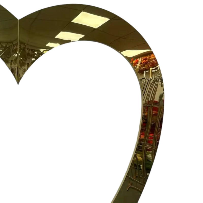 Heart Mirror Gold Wedding Backdrop - Cupid Arch Metal Stand
