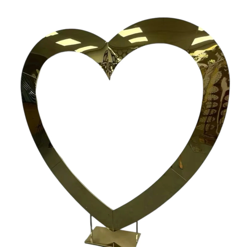 Heart Mirror Gold Wedding Backdrop - Cupid Arch Metal Stand