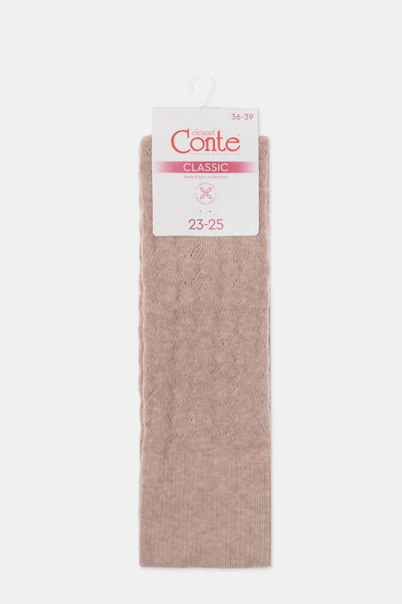 Cotton Knee Highs Conte Classic 010 - Cotton Blend and Knitted Pattern