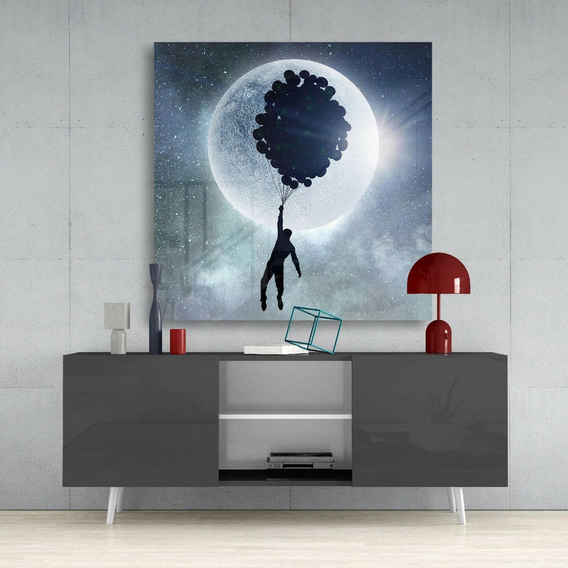 Full Moon Glass Wall Art
