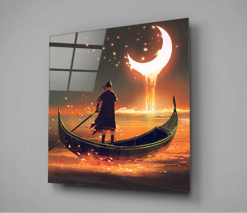 Red Moon Glass Wall Art