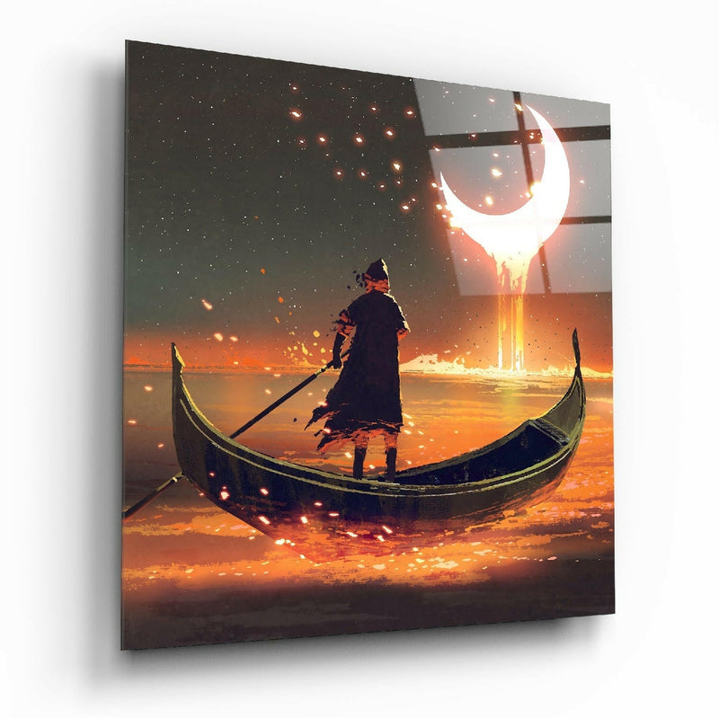 Red Moon Glass Wall Art