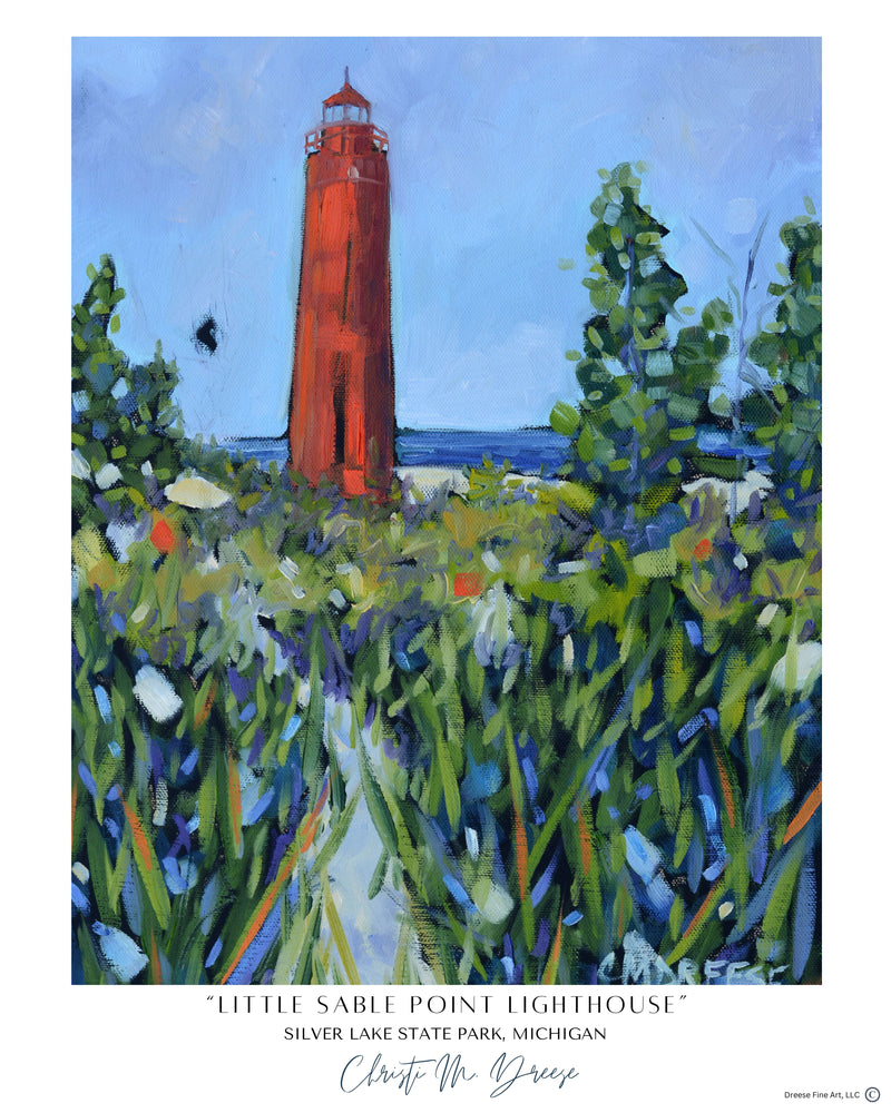 "Little Sable Lighthouse" Silver Lake Print on Paper, Wood Panel - Wall Art Home Decor