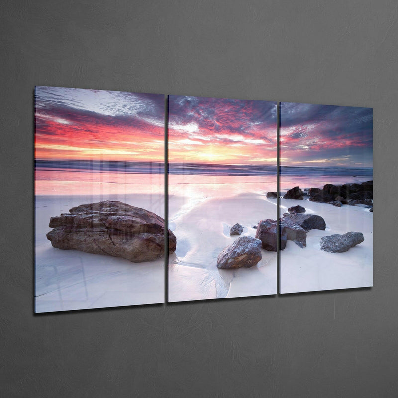 Stones on the Beach Glass Wall Art