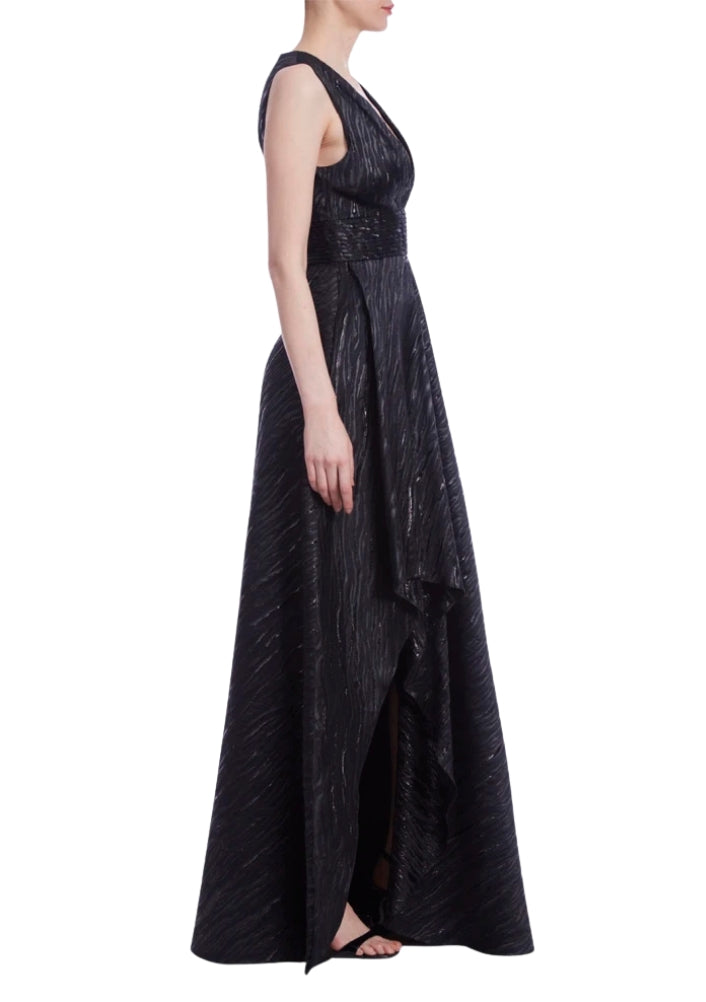 One 33 Social Deep Plunge V-Neckline A-Line Metallic Gown Dress