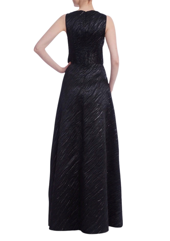One 33 Social Deep Plunge V-Neckline A-Line Metallic Gown Dress