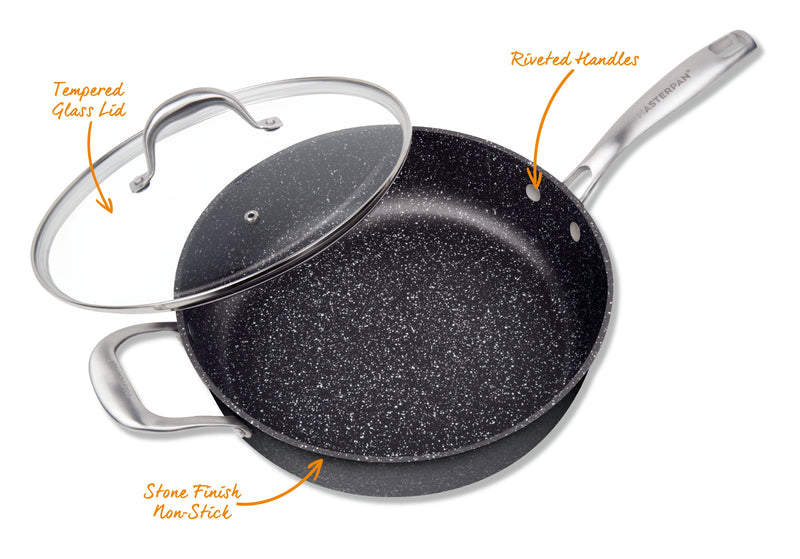 MASTERPAN Nonstick Granite Look Saute Pan with Glass Lid, 11" (28cm)