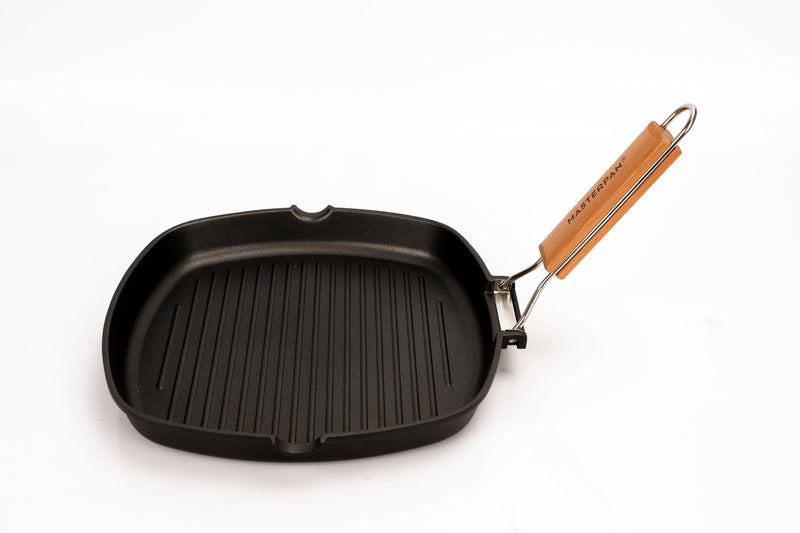 MASTERPAN Nonstick Grill Pan with Folding Handle, 8" (20cm)