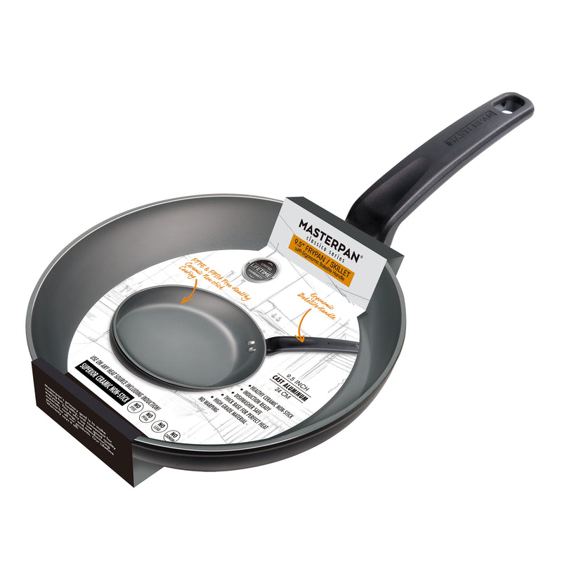 3 PACK BUNDLE - 11" CREPE PAN + 8" FRY PAN + 9.5" FRY PAN, WITH BAKELITE HANDLE, CAST ALUMINUM WITH SUPERIOR CERAMIC PTFE FREE NON-STICK