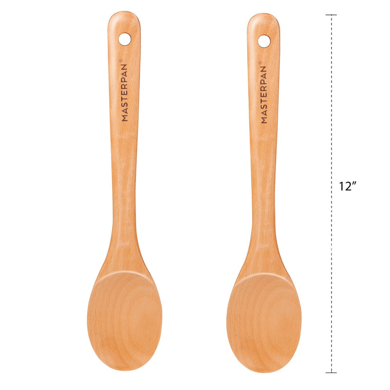 MASTERPAN Nonstick Carbon Steel Wok with Glass Lid & Wooden Utensils, 12" (30cm)