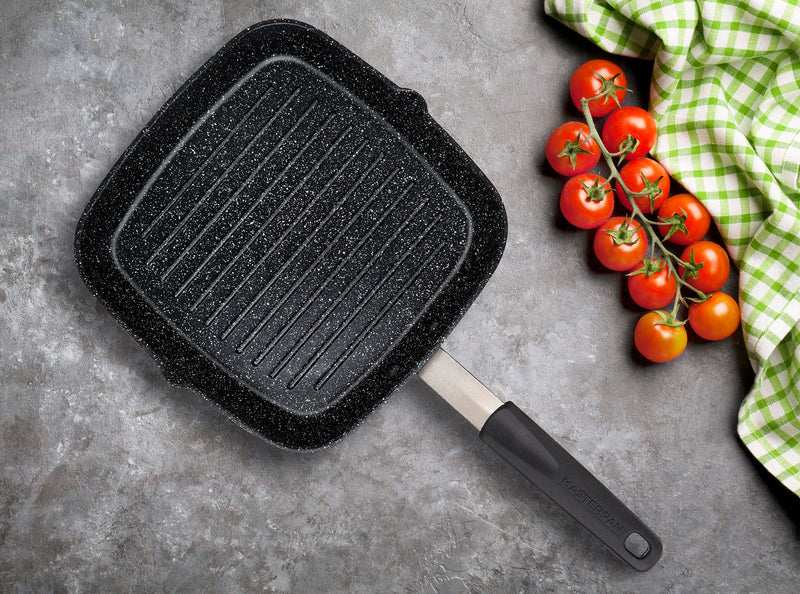 MASTERPAN Nonstick Grill Pan with Silicone Grip, 10" (25cm)