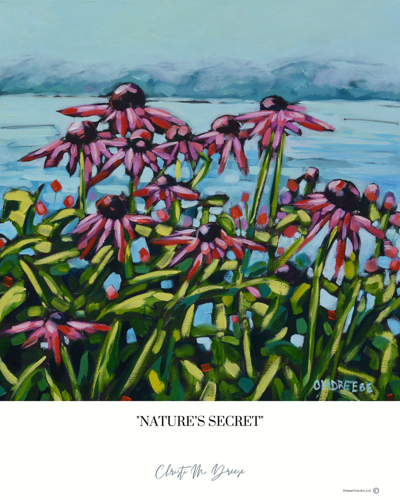 "Nature's Secret" Flower Print on Paper, Wood Panel - Wall Art Home Decor