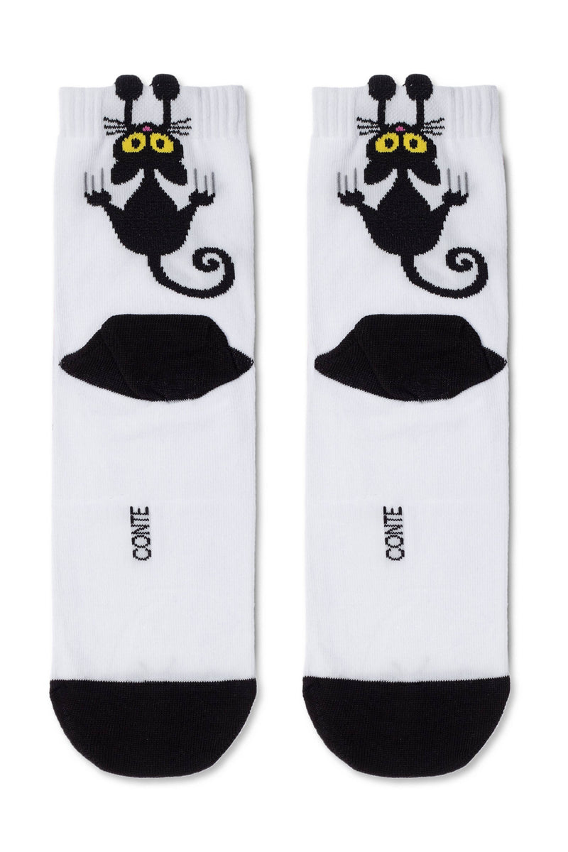 Cotton Socks Conte Classic 233 - Picot "Black cat"