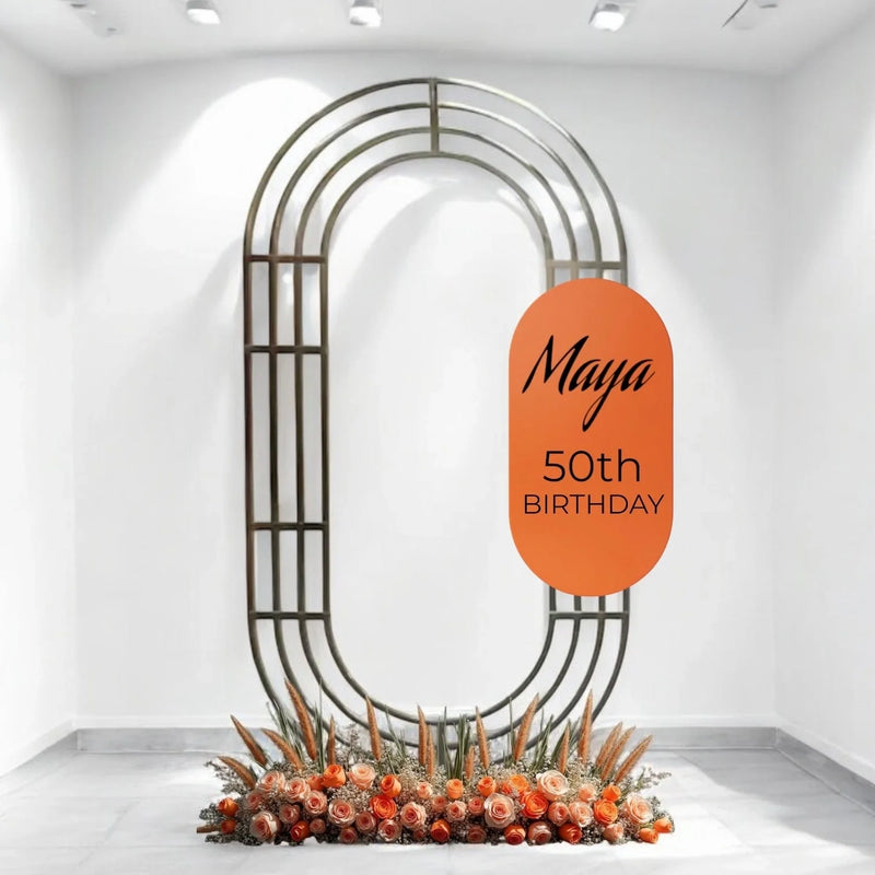 Noval Shiny Gold Wedding Backdrop Stand – Elegant Metal Arch