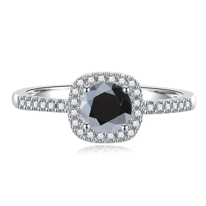 S925 Multicolor Moissanite Cushion Halo Adjustable Rings with Pavé-Set Band & Square Accents, 0.5ct-2ct D-Grade VVS Certificate, 12 Vibrant Colors, Sterling Silver Jewelry