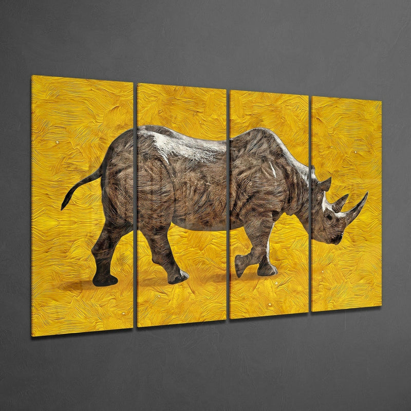 Rhino 4 Pieces Mega Glass Wall Art (59"x36")