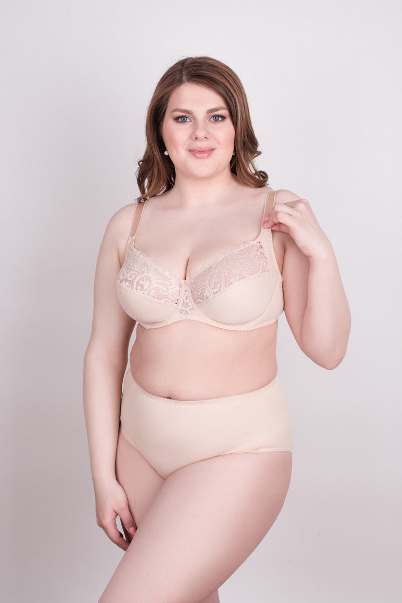 Bra Milavitsa 120151 - Elastic & Lace, Double-Segment Cups, Wide Straps