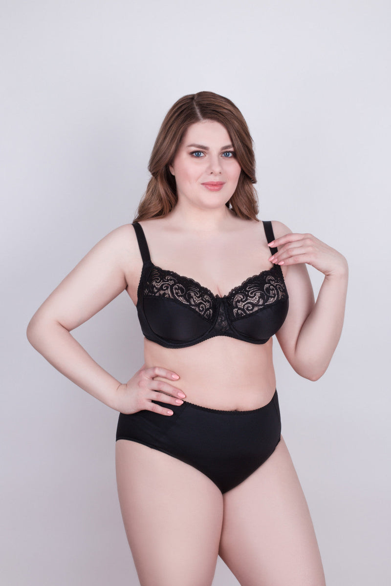 Bra Milavitsa 120151 - Elastic & Lace, Double-Segment Cups, Wide Straps