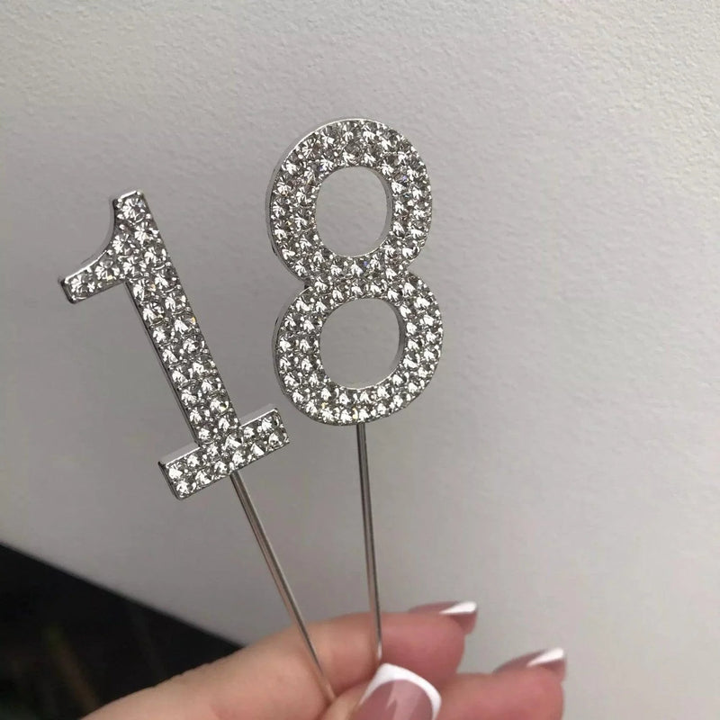 Rhinestone Number Birthday Cake Topper 1-Pc