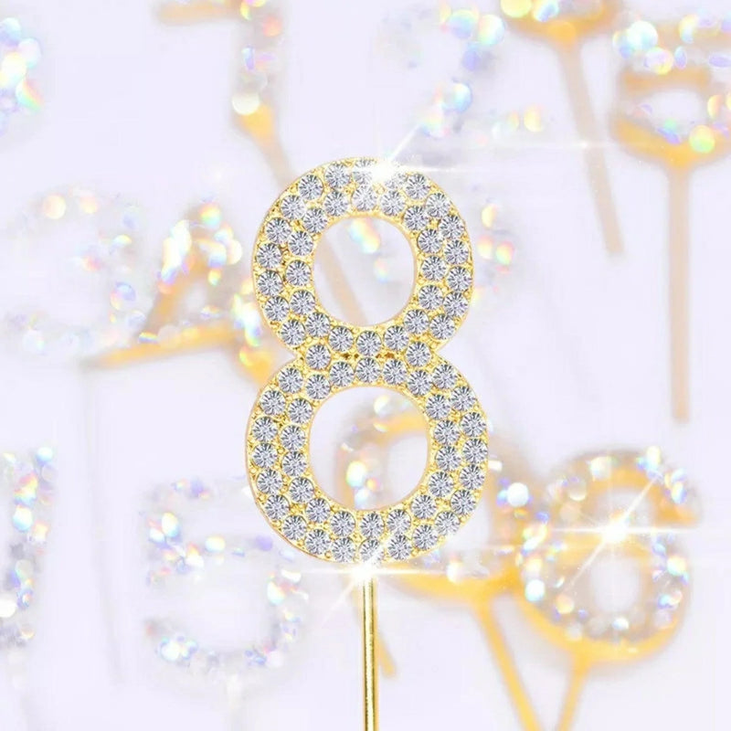 Rhinestone Number Birthday Cake Topper 1-Pc