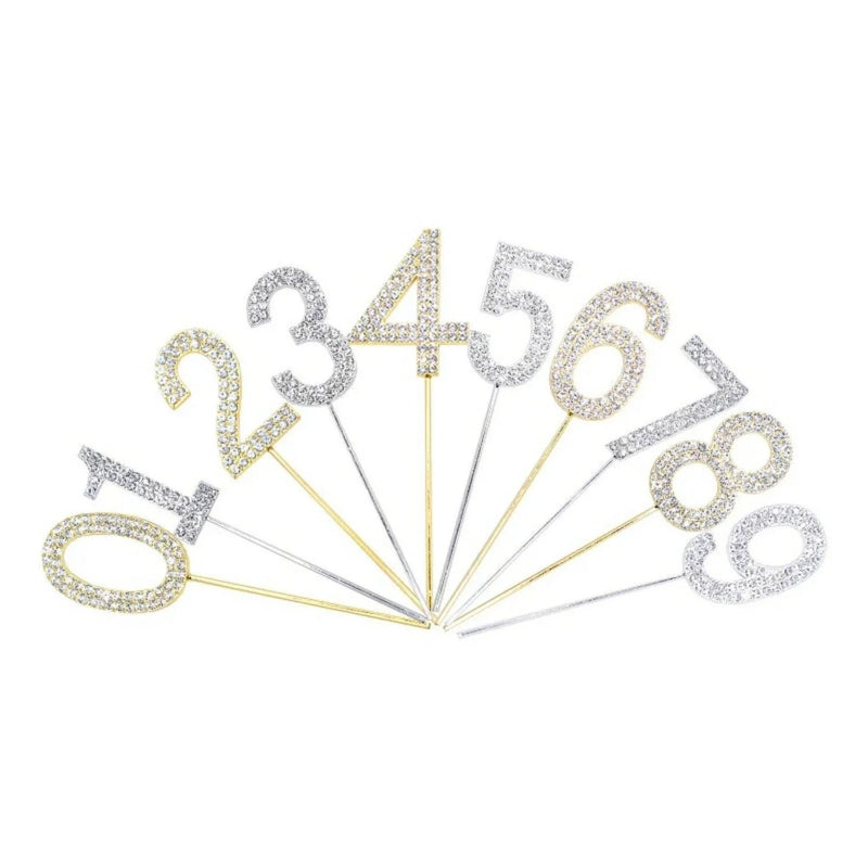 Rhinestone Number Birthday Cake Topper 1-Pc