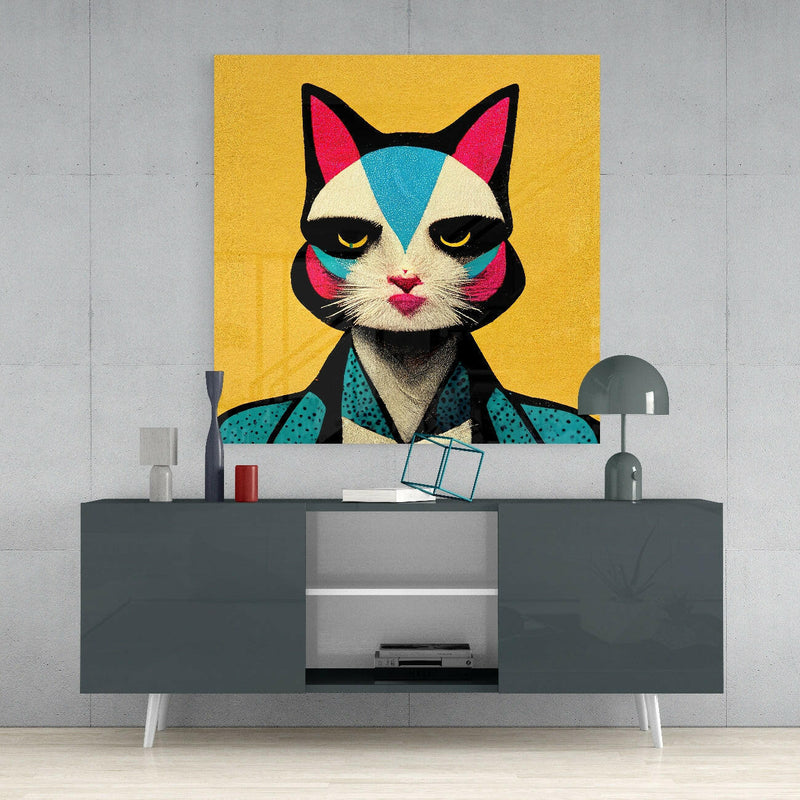Ms. Cat Glass Wall Art  || Designer Collection