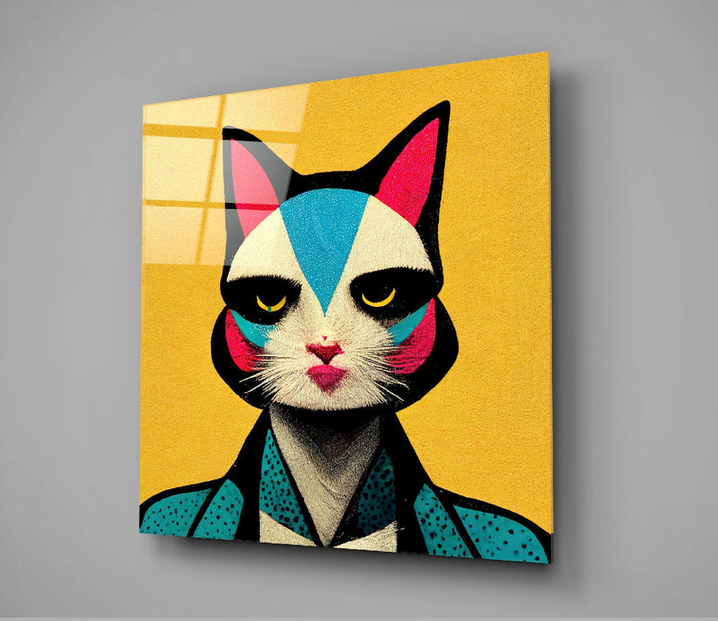 Ms. Cat Glass Wall Art  || Designer Collection